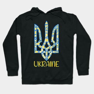 Ukraine and Ukrainian trident in Ukrainian flag colors Hoodie